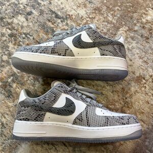 Nike Gray and White Air Force 1 Sneakers
